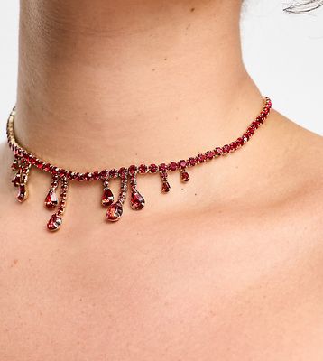 ASOS DESIGN Curve choker necklace in red crystal design