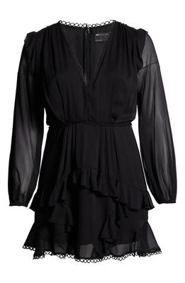 ASOS DESIGN Curve Circle Trim Long Sleeve Dress in Black