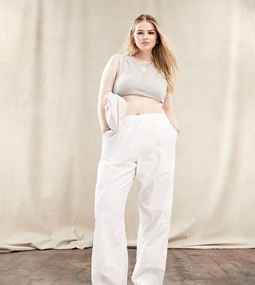 ASOS DESIGN Curve clean pull-on cargo pants in white