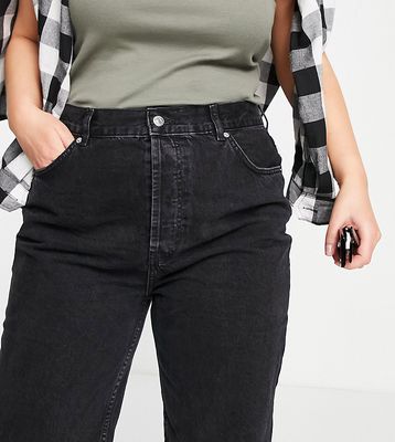 ASOS DESIGN Curve cotton blend denim '90s' longline shorts in washed black - BLACK
