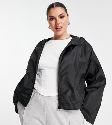 ASOS DESIGN Curve cropped rain jacket with hood in black