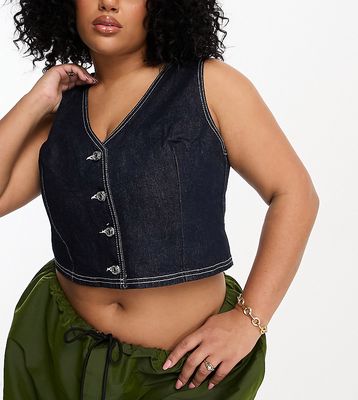 ASOS DESIGN Curve denim vest in blue - part of a set
