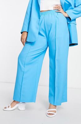 ASOS DESIGN Curve Elastic Waist Suit Trousers in Turquoise