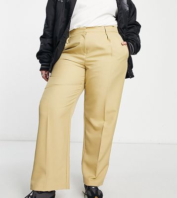 ASOS DESIGN Curve everyday slouchy boy pant in stone-Neutral