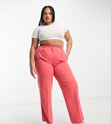 ASOS DESIGN Curve everyday slouchy boy pants in coral-Red