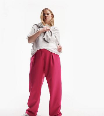 ASOS DESIGN Curve everyday slouchy boy suit pants in pink
