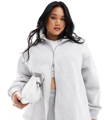 ASOS DESIGN Curve high neck zip up sweatshirt in gray