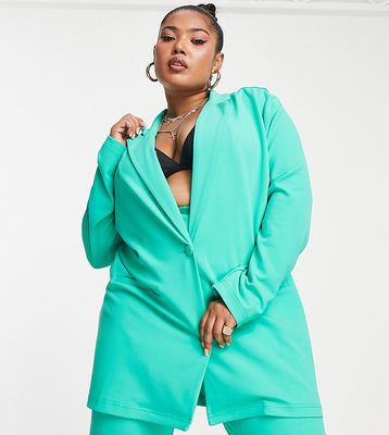 ASOS DESIGN Curve jersey slouchy suit blazer in green