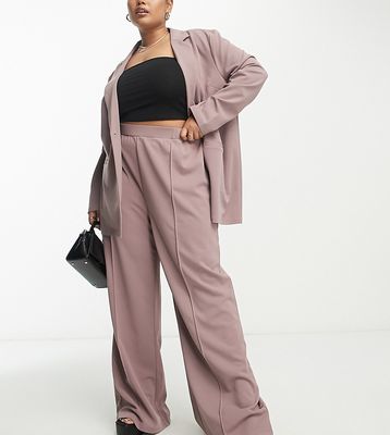 ASOS DESIGN Curve jersey slouchy wide leg pants in mink-Pink
