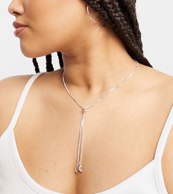 ASOS DESIGN Curve lariat necklace with star pendant in silver tone