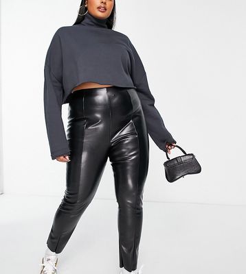 ASOS DESIGN Curve leather look super skinny pants in black