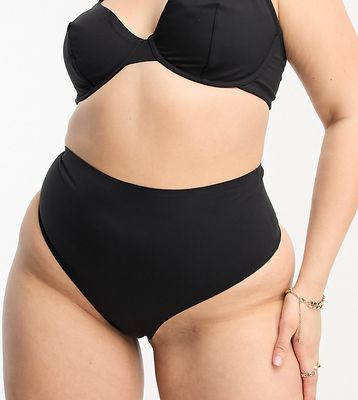 ASOS DESIGN Curve Marina smoothing high waist thong in black