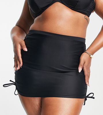 ASOS DESIGN Curve mix and match adjustable length skirted bikini bottom in black