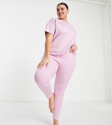 ASOS DESIGN Curve mix & match cotton pajama leggings in pink - PINK