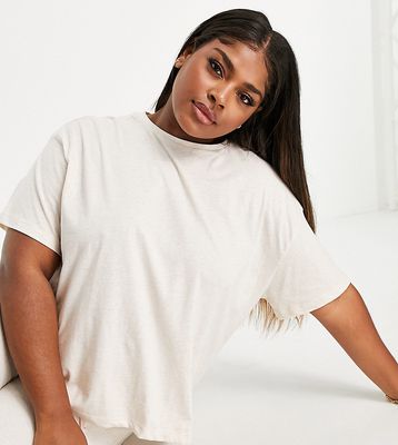ASOS DESIGN Curve mix & match jersey pajama tee in cream-White