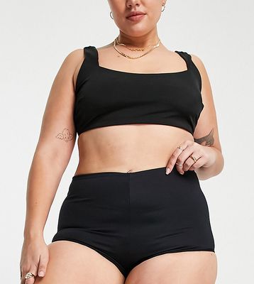 ASOS DESIGN Curve mix and match shortie bikini bottom in black