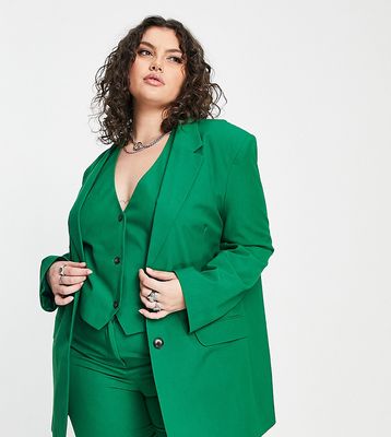 ASOS DESIGN Curve Mix & Match slim boy suit blazer in green
