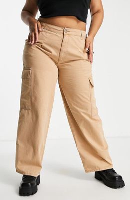 ASOS DESIGN Curve Oversize Cargo Trousers in Brown