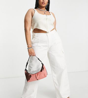 ASOS DESIGN Curve oversized cargo pants in ecru-White