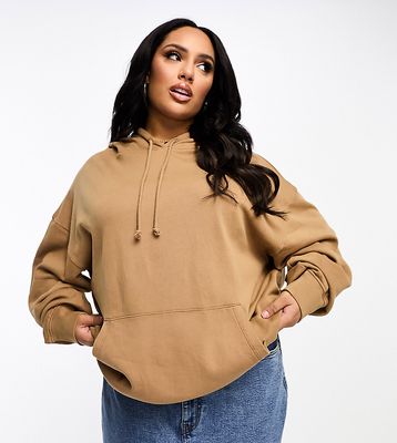 ASOS DESIGN Curve oversized hoodie in washed tan - part of a set-Brown
