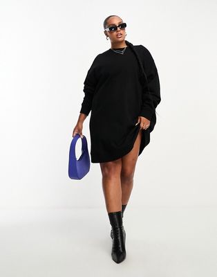 ASOS DESIGN Curve oversized mini sweatshirt dress in black