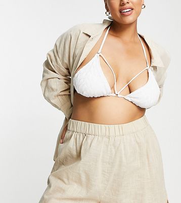 ASOS DESIGN Curve oversized natural beach short in natural-White