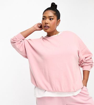 ASOS DESIGN Curve oversized sweatshirt in washed pink - part of a set