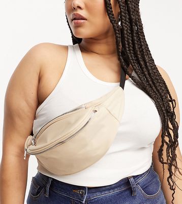 ASOS DESIGN Curve polyester fanny pack in stone-Brown