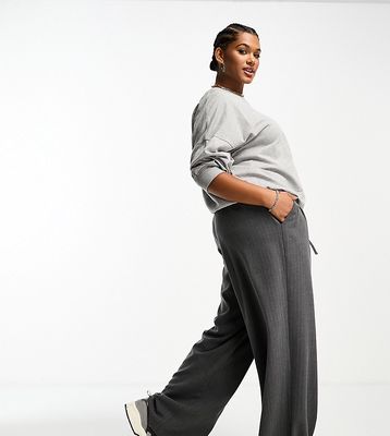 ASOS DESIGN Curve pull on pants in gray stripe