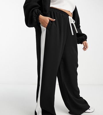 ASOS DESIGN Curve pull on pants with contrast panel in black-Brown