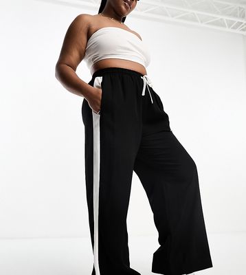 ASOS DESIGN Curve pull on pants with contrast panel in black