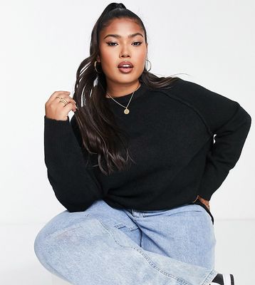 ASOS DESIGN Curve relaxed crew neck sweater in black