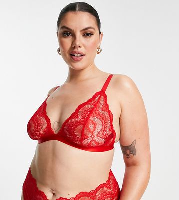 ASOS DESIGN Curve Rosie triangle bra in hot red