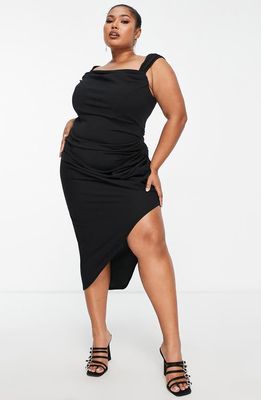 ASOS DESIGN Curve Ruched Body-Con Dress in Black