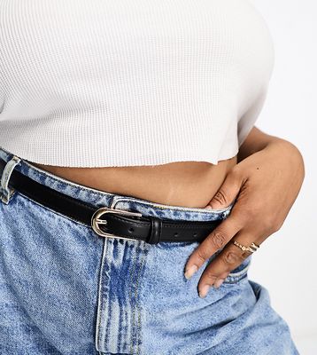 ASOS DESIGN Curve skinny waist and hip jeans belt-Black