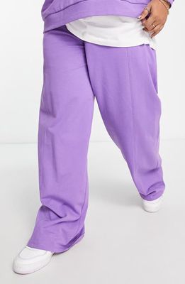 ASOS DESIGN Curve Straight Leg Cotton Sweatpants in Purple