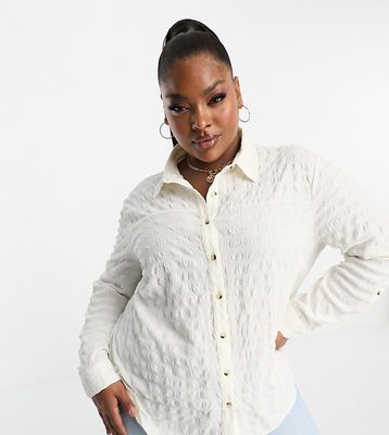ASOS DESIGN Curve textured relaxed button through shirt in white