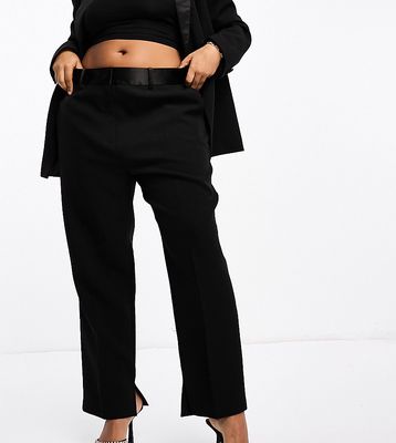 ASOS DESIGN Curve tux tapered pants in black
