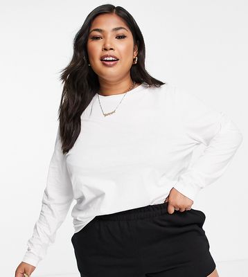 ASOS DESIGN Curve ultimate t-shirt with long sleeve in cotton blend in white