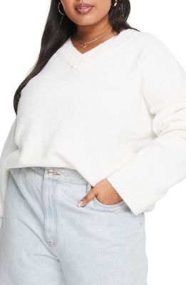 ASOS DESIGN Curve V-Neck Sweater in Cream
