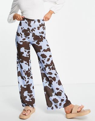 ASOS DESIGN dad pants in cheesecloth in cow print-Multi