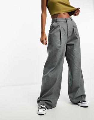 ASOS DESIGN dad pants in gray brushed flannel