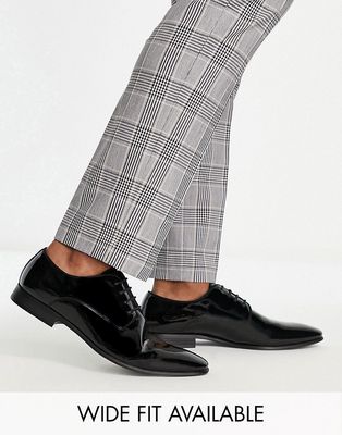 ASOS DESIGN derby shoes in black patent faux leather