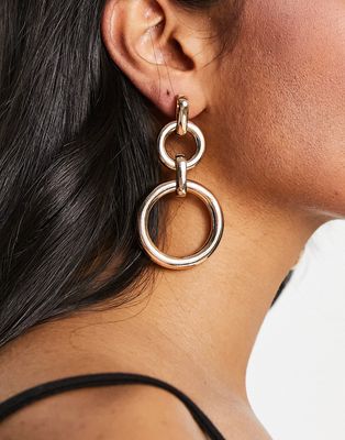 ASOS DESIGN drop earrings with multi hoop design in gold tone