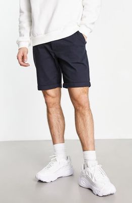 ASOS DESIGN Elastic Waist Slim Fit Chino Shorts in Navy