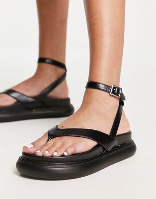 ASOS DESIGN Fahrenheit chunky toe thong sandals in black