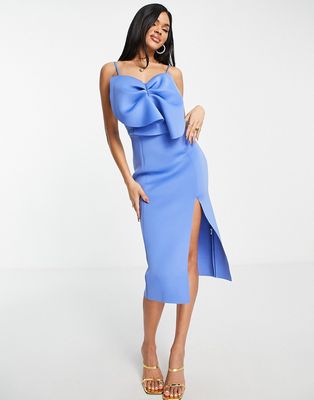 ASOS DESIGN fan bust midi pencil dress in parisian blue