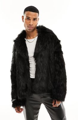 ASOS DESIGN Faux Fur Jacket in Black