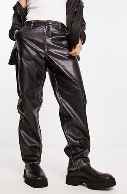 ASOS DESIGN Faux Leather Trousers in Black