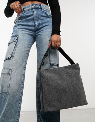 ASOS DESIGN felt large slouch tote bag in gray